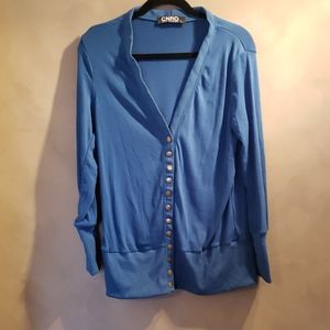 Turquoise snap front cardigan